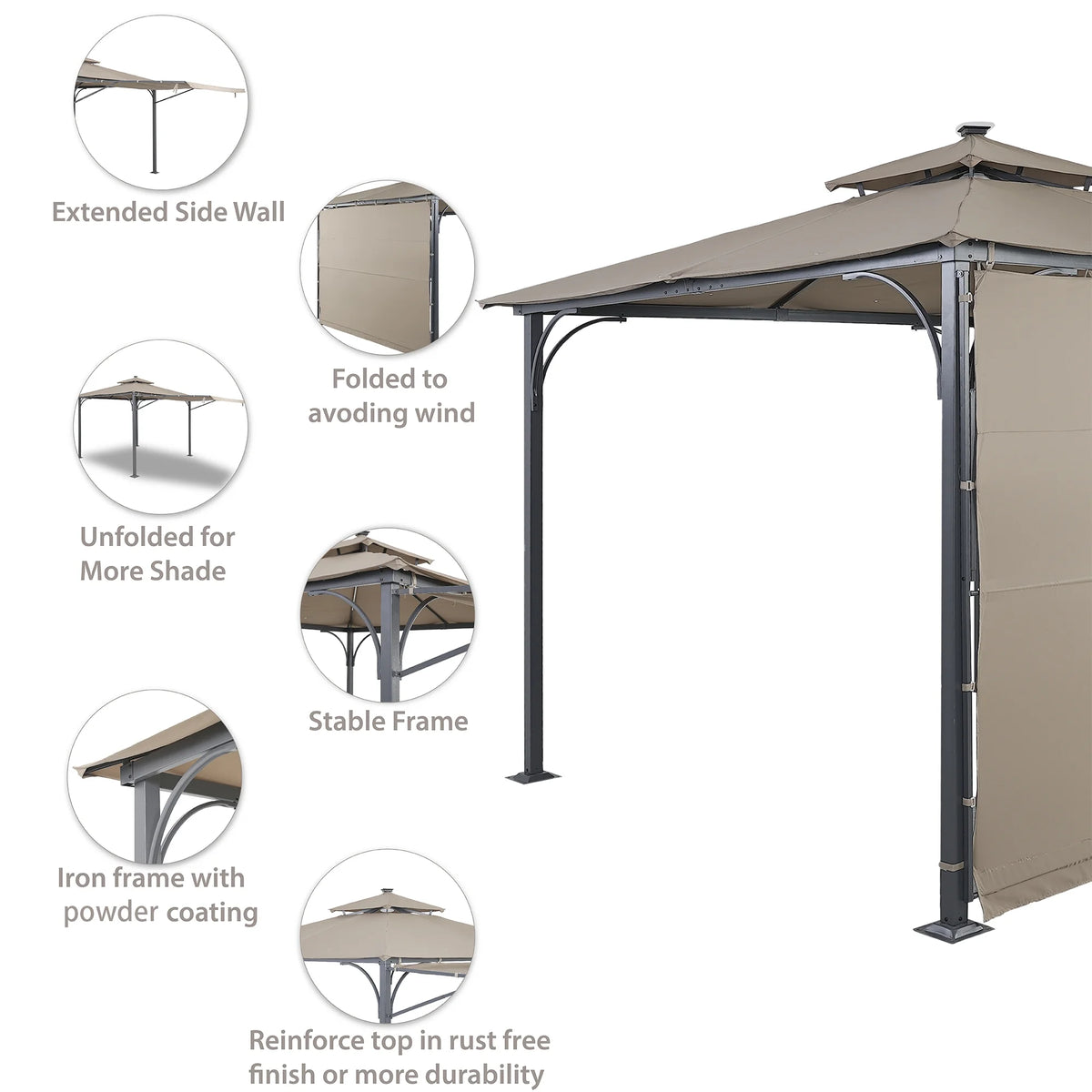9.8ft. x 9.8ft. Outdoor Patio Gazebo with LED Light, Brown S74653