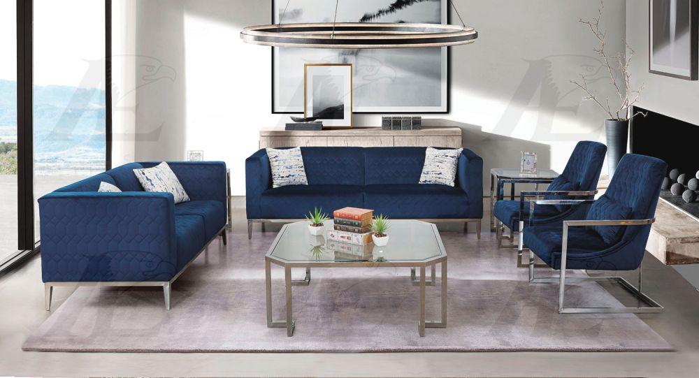 Dark Blue Fabric Sofa & Loveseat Set 2 Pcs H179647