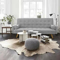 Gray 100% Linen Square Arm Sofa Bed Z325