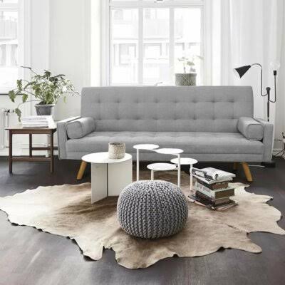 Gray 100% Linen Square Arm Sofa Bed Z325
