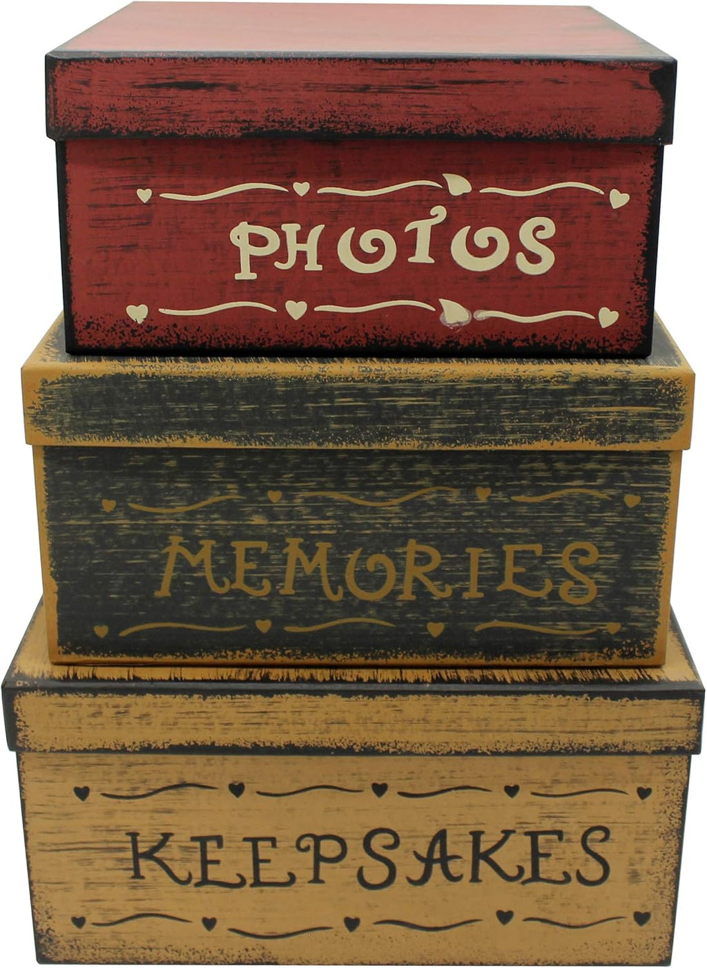 Primitive Vintage Square Cardboard Nesting Boxes, Large 11 X 11 X 5-1/2 Inch, Set of 3, Pack of 2 Z426280