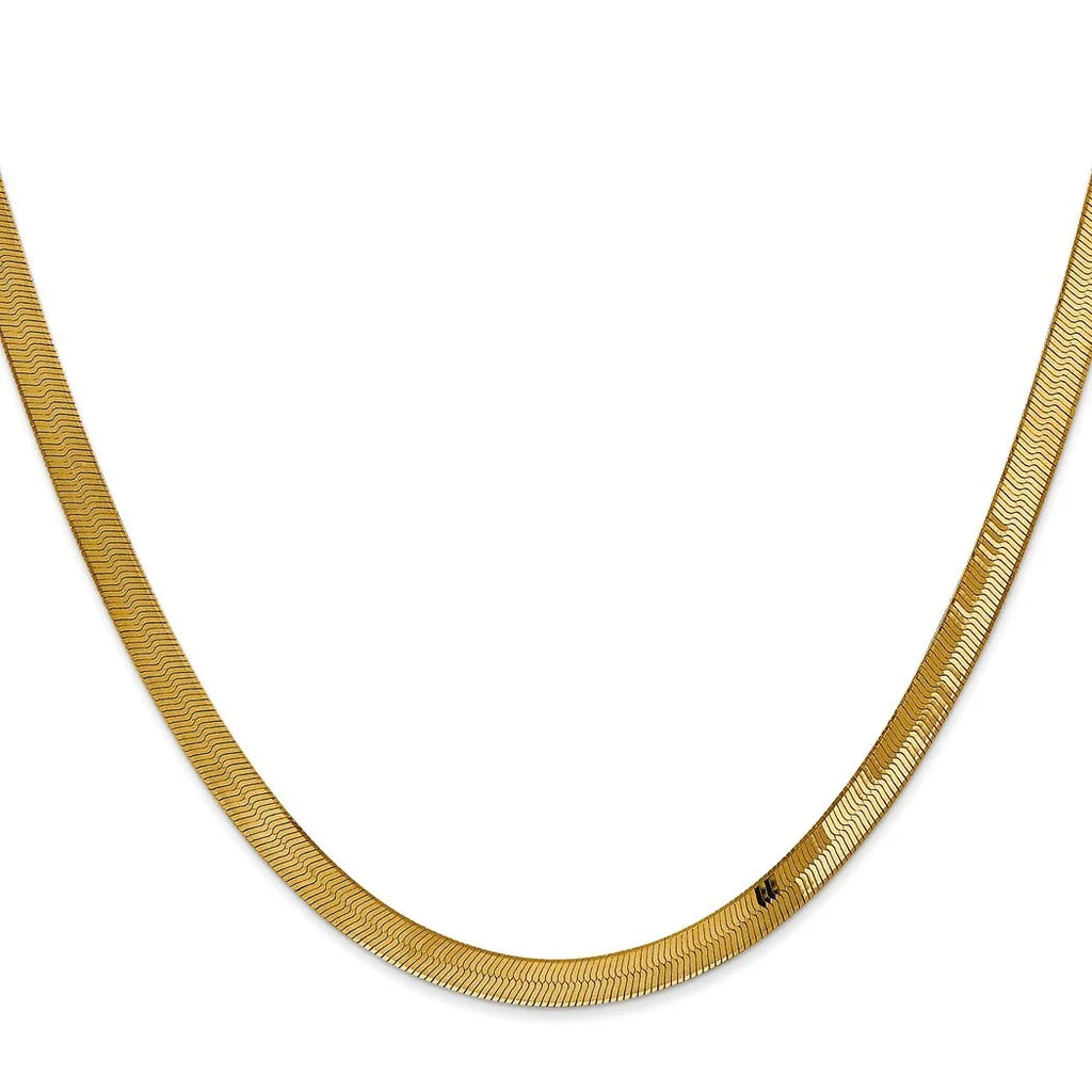 14 Karat Yellow Gold Herringbone Chain Bracelet V206