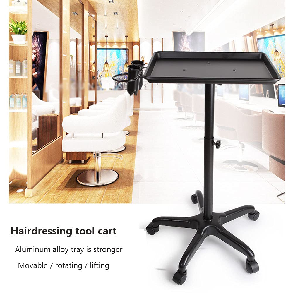 Black Aluminum Salon Tray Cart with Wheels U47561