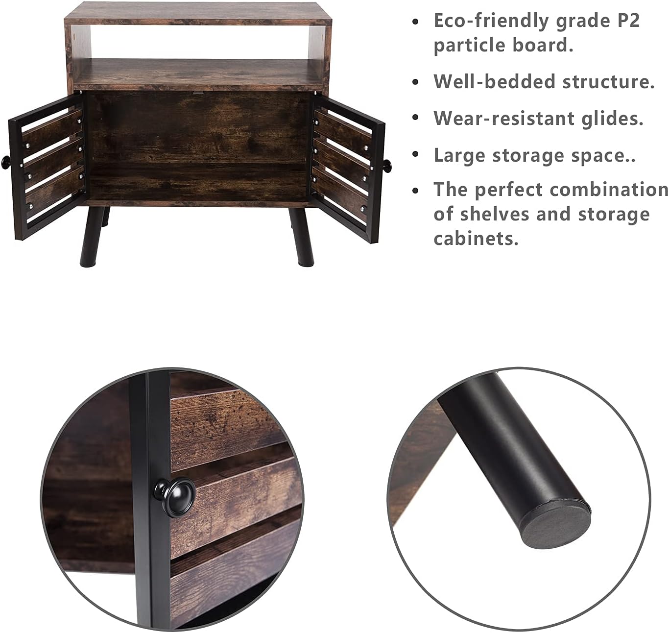 Rustic Brown Storage Sideboard Buffet Table H2421