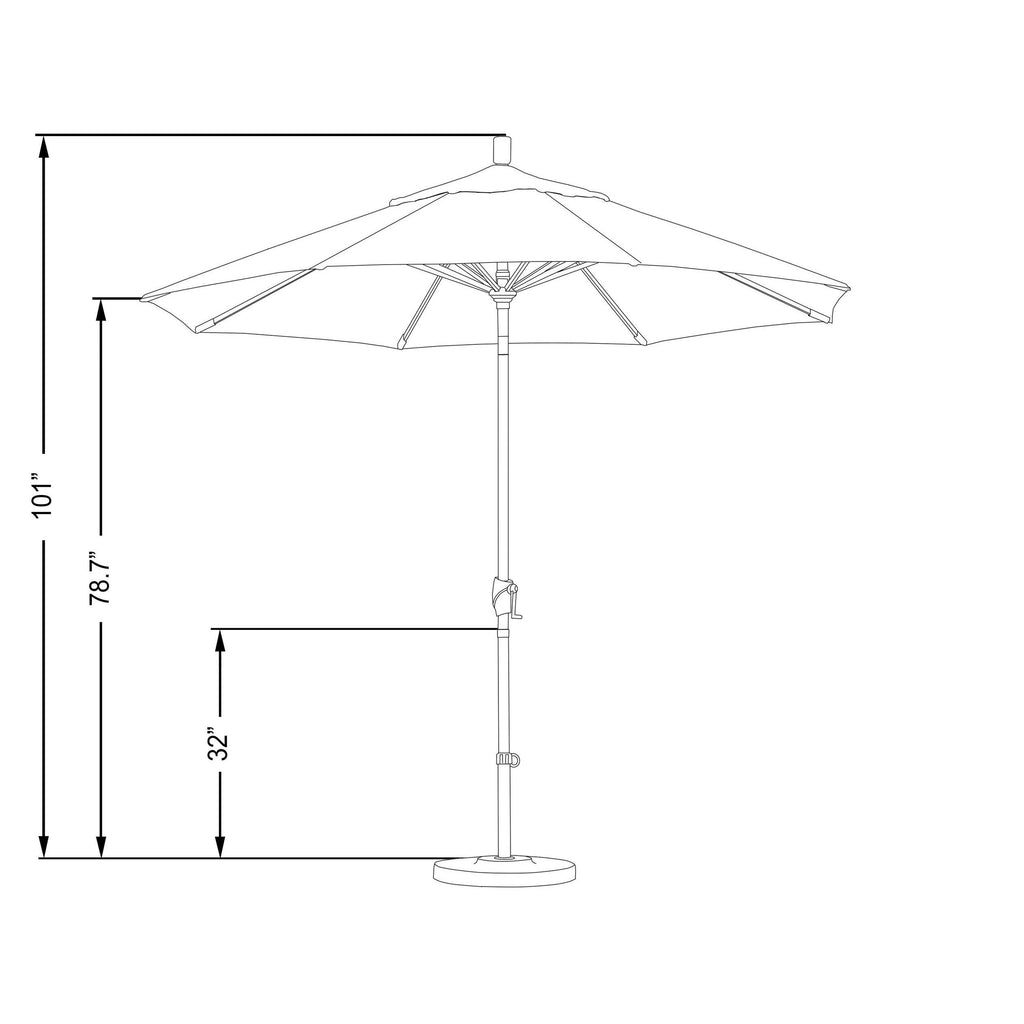 9 ft. Aluminum Market Umbrella Push Tilt Black Olefin Frost Blue C974366