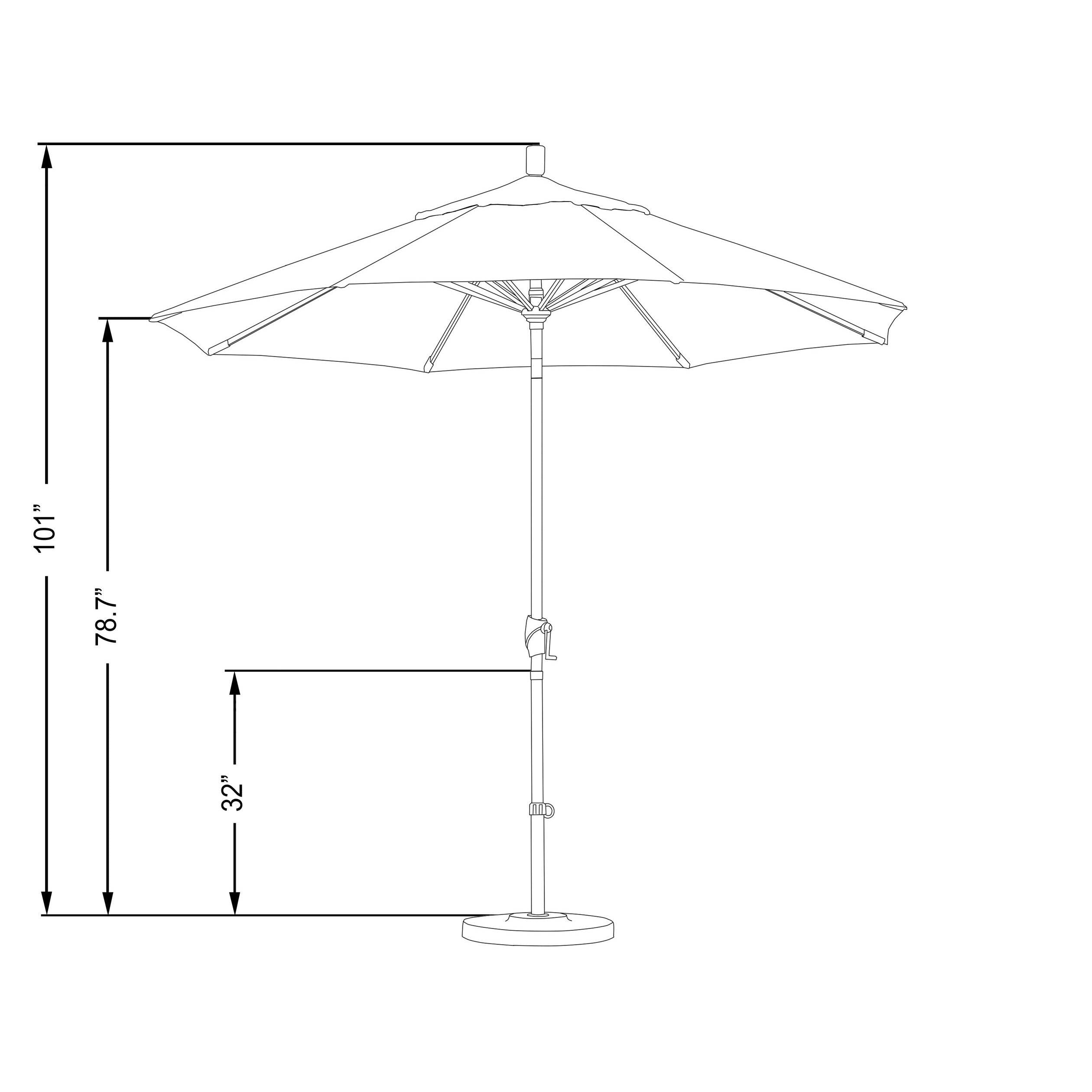9 ft. Aluminum Market Umbrella Push Tilt Black Olefin Frost Blue C974366