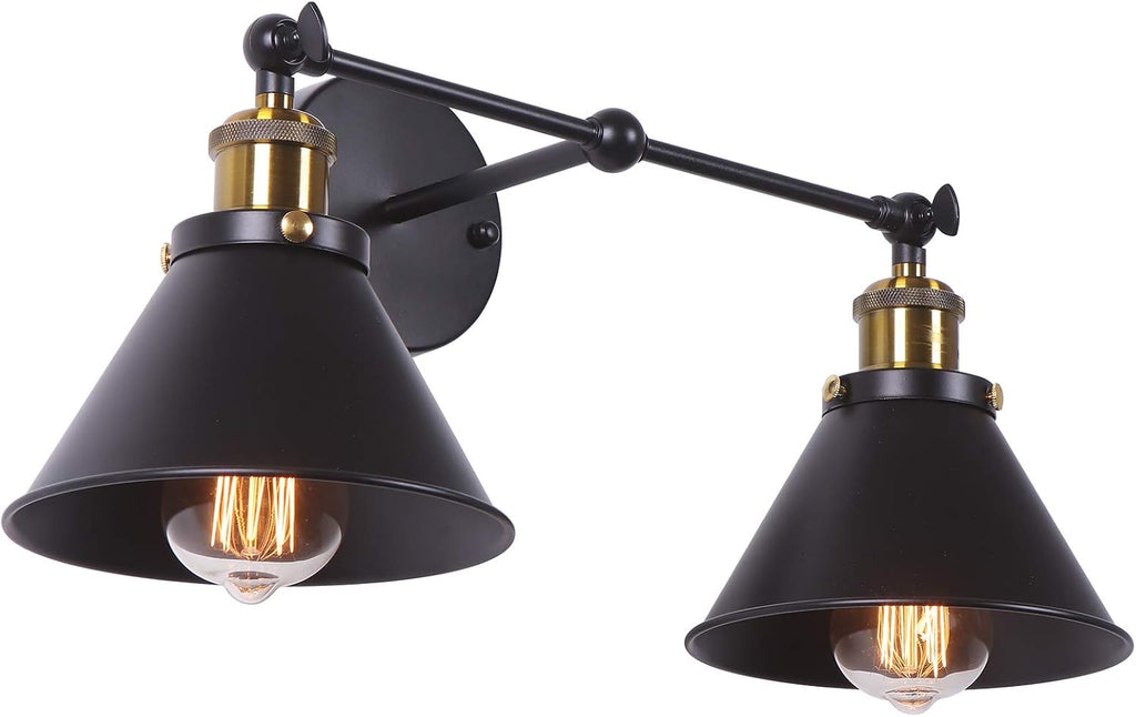 Matte Black 2 Lights Bathroom Vanity Light Fixture Wall Sconce O69555