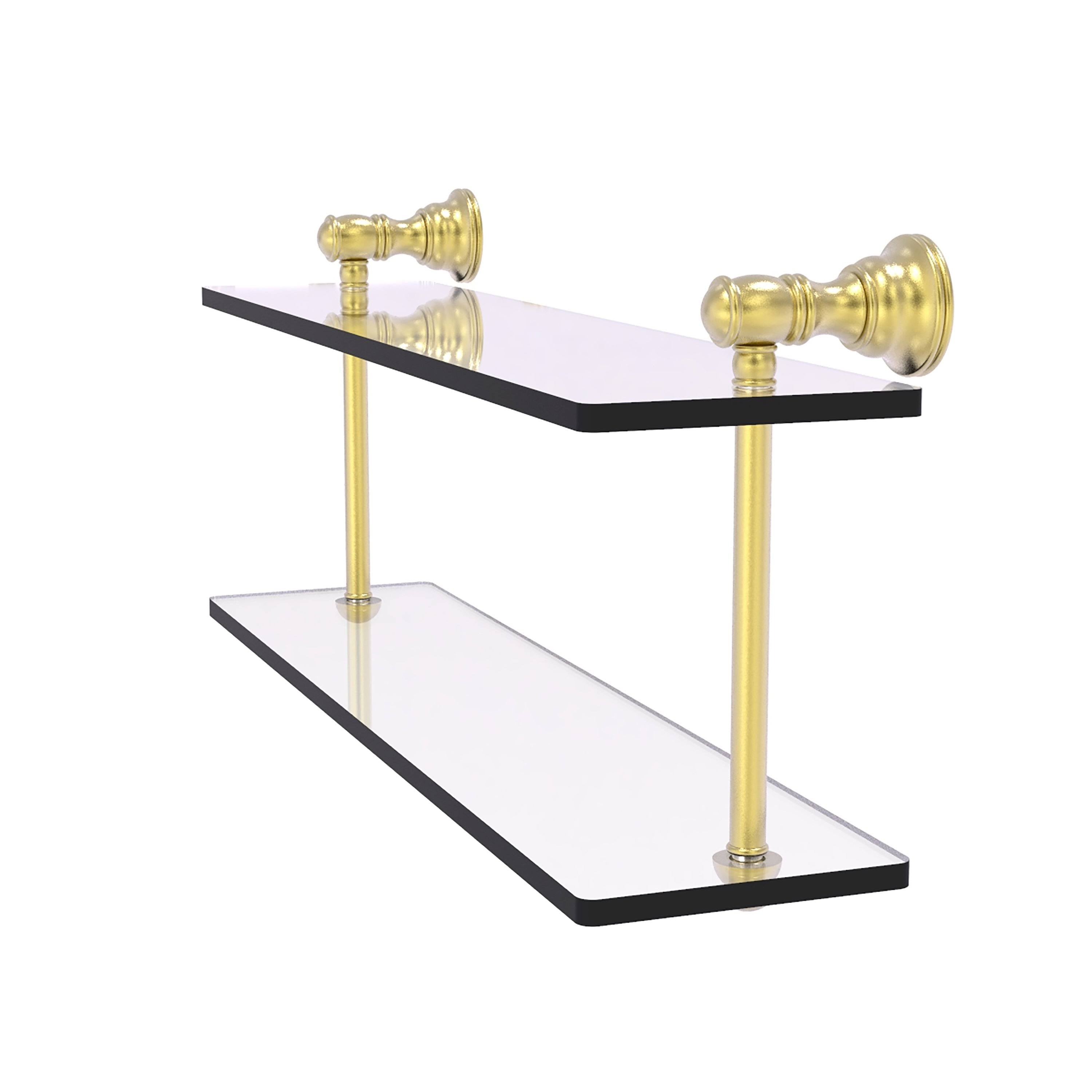 Two Tiered Glass Shelf, Satin Brass, 16 inch R733632