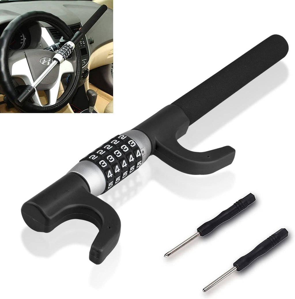 Heavy Duty Retractable Two Hooks Steering Wheel Lock D875