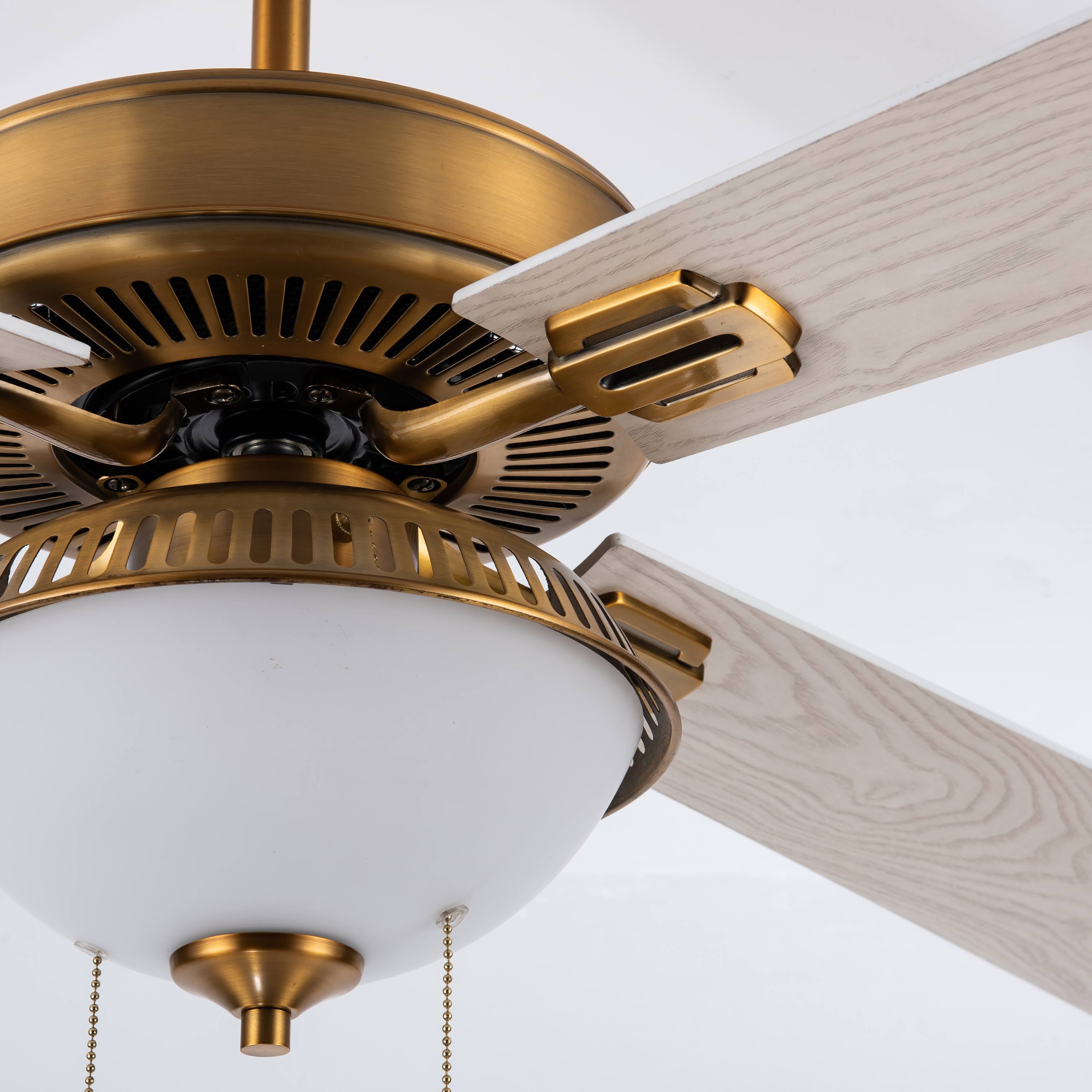 Brass and White LED Ceiling Fan with Light W462