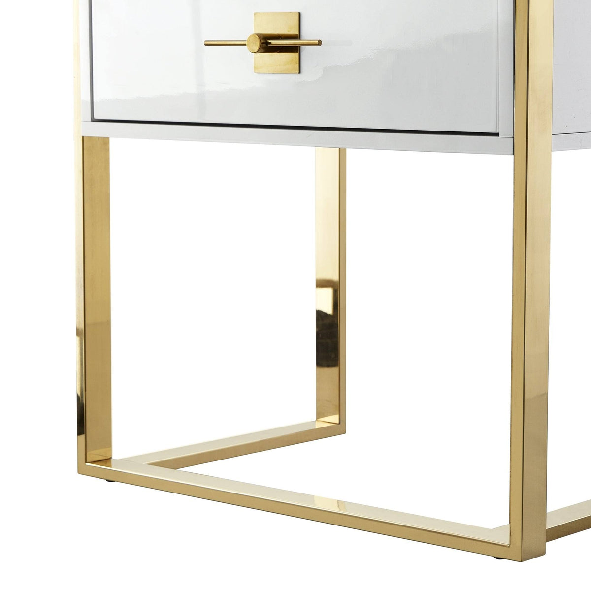 High Gloss Stainless Steel Bookcase with 1 Drawer Y281046