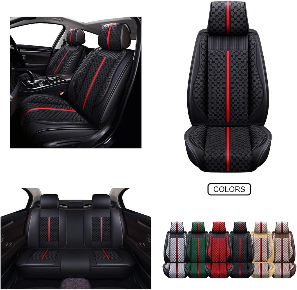 Brown Faux Leather Car Seat Covers Front Pair R16994