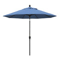 9 ft. Aluminum Market Umbrella Push Tilt Black Olefin Frost Blue C974366
