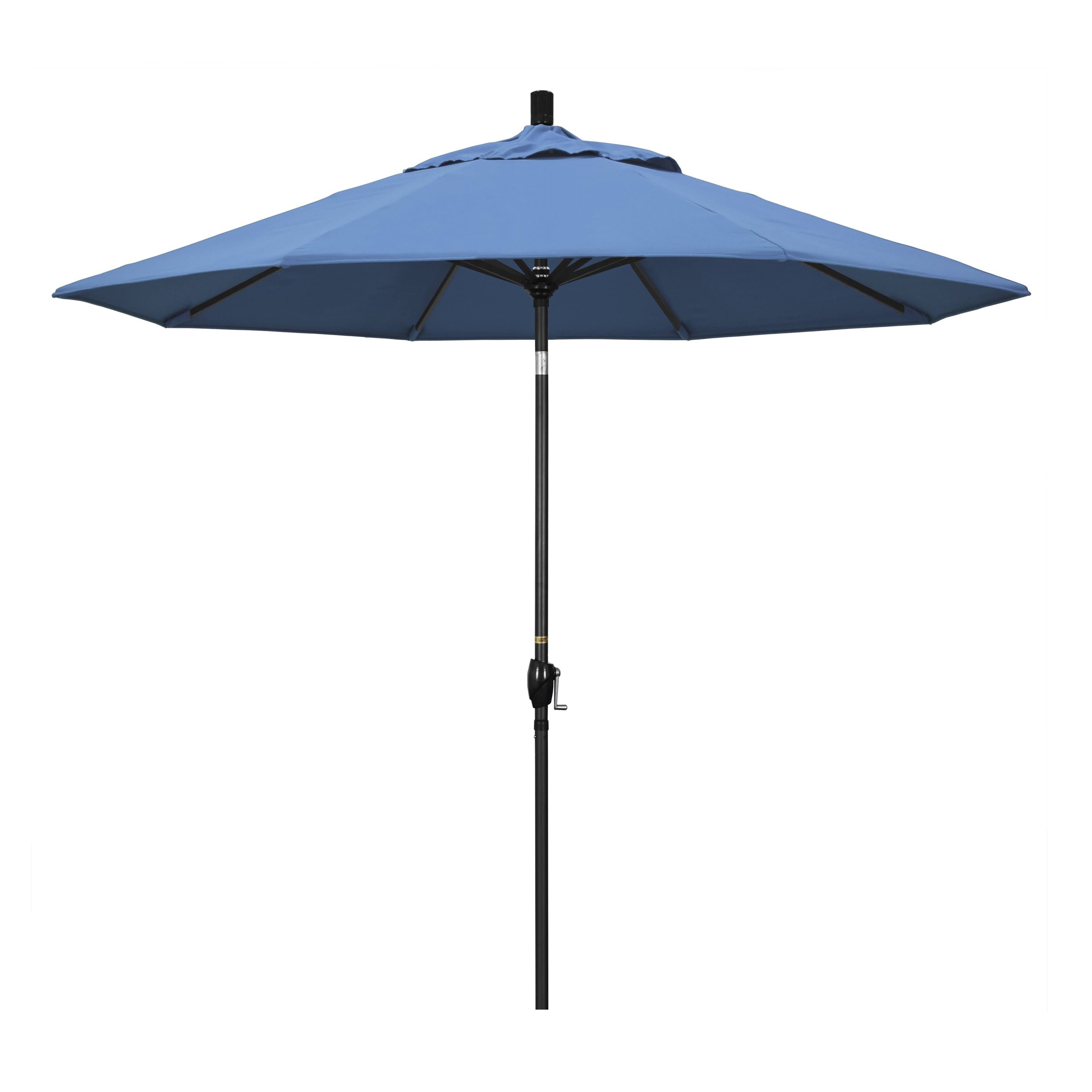 9 ft. Aluminum Market Umbrella Push Tilt Black Olefin Frost Blue C974366