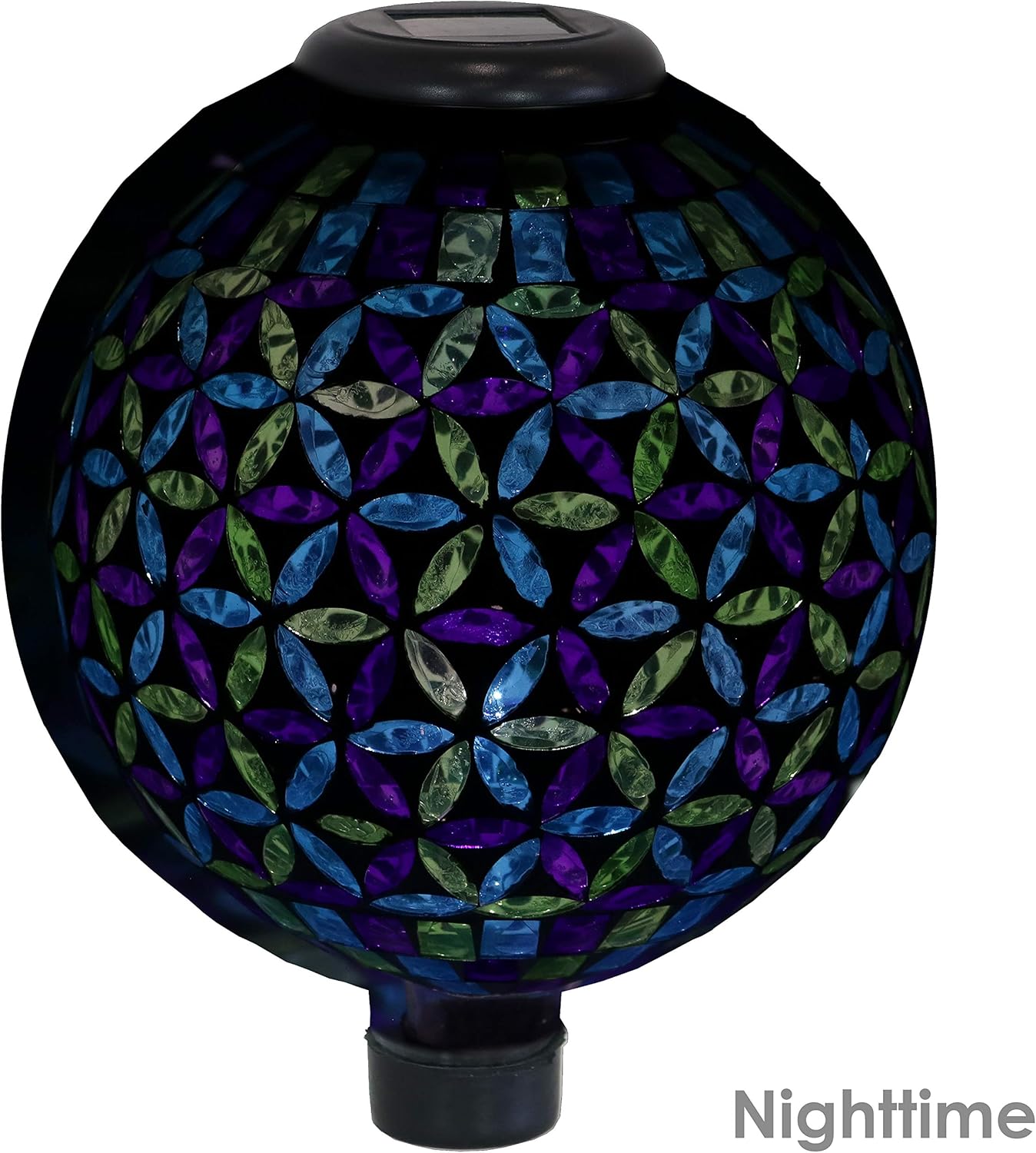 Blue 10-Inch Glass Mosaic Gazing Globe with Solar Light M7587