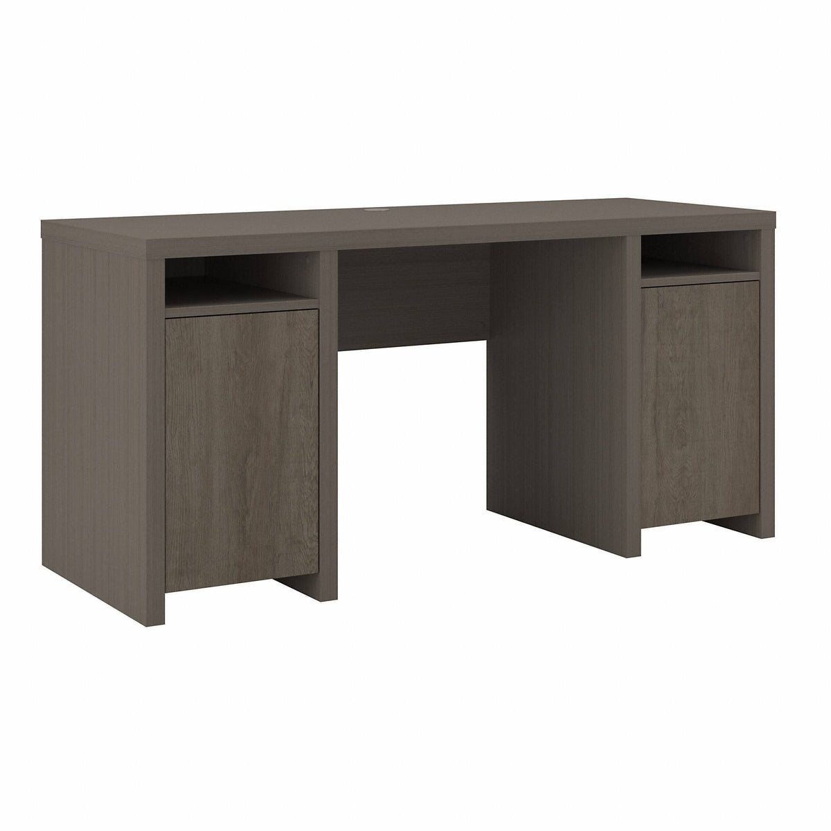 Modern Computer Desk with Storage Cabinets and Shelves Restored Gray C81071