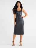 Faux Leather Dress X4492