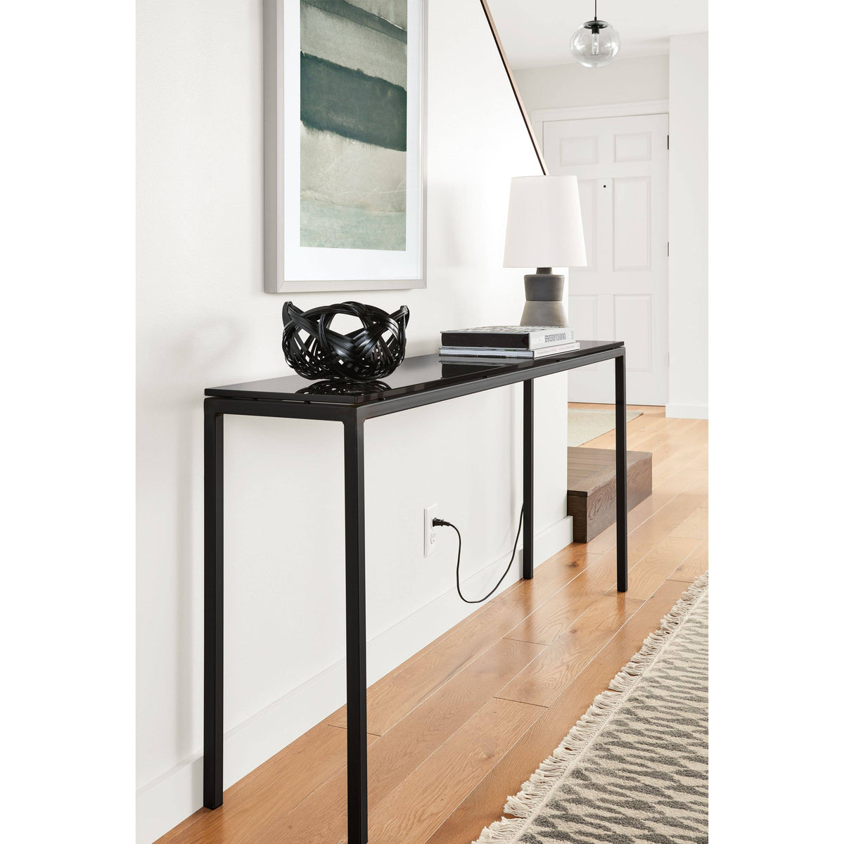 Maple Top Console Table with Gold Base B17017