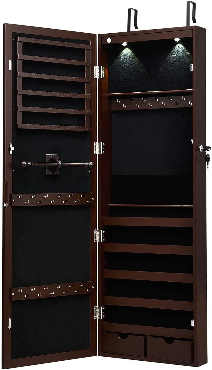 Jewelry Armoire with Full Length Mirror and 2 Drawers H611515