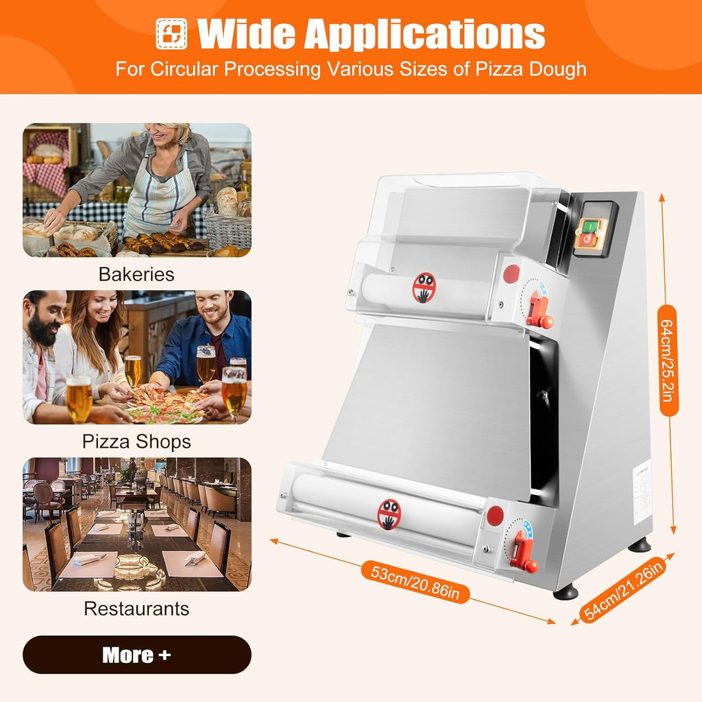 Pizza Dough Press Sheeter Machine, Commercial Electric Pizza Dough Roller Sheeter, 370W Pizza Press U283509