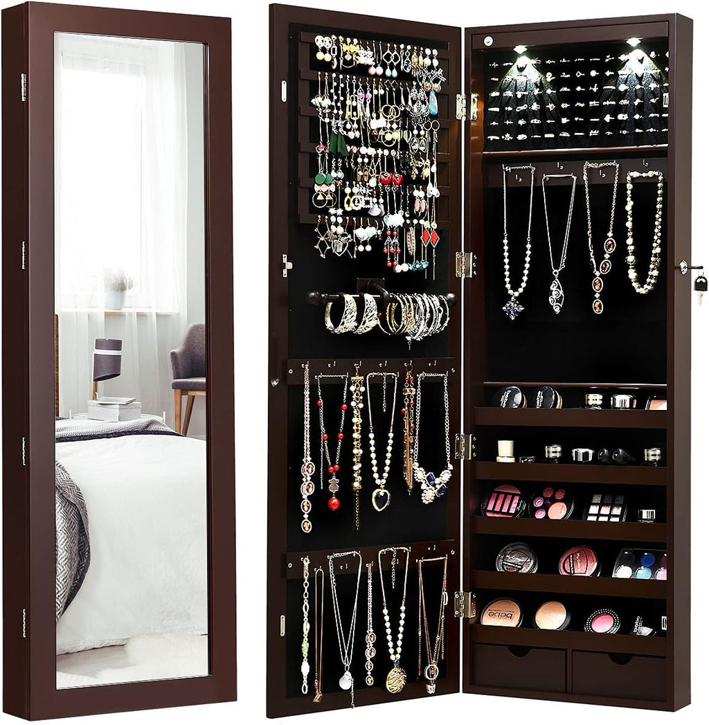 Jewelry Armoire with Full Length Mirror and 2 Drawers H611515