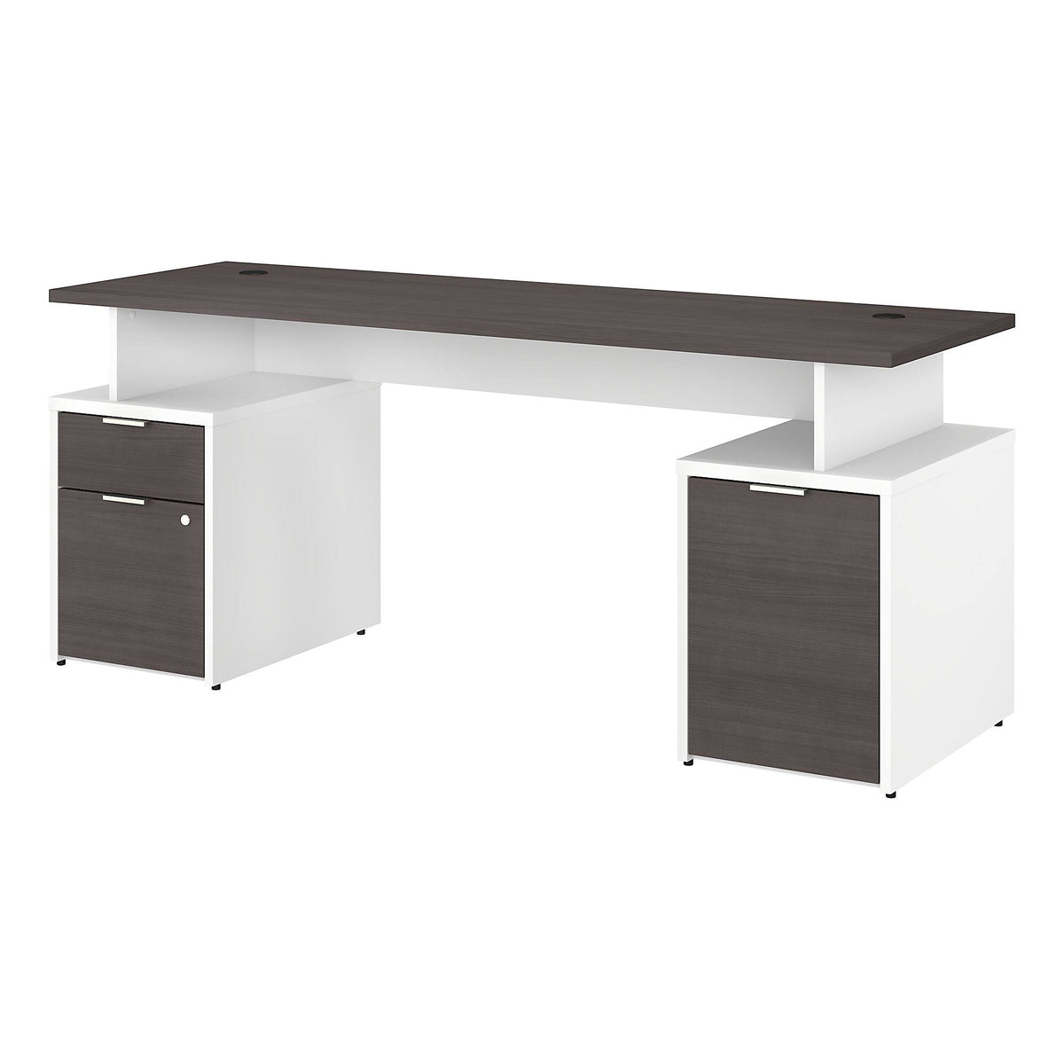 72w Desk with Drawers and Small Storage Cabinet Storm Gray/White L4800