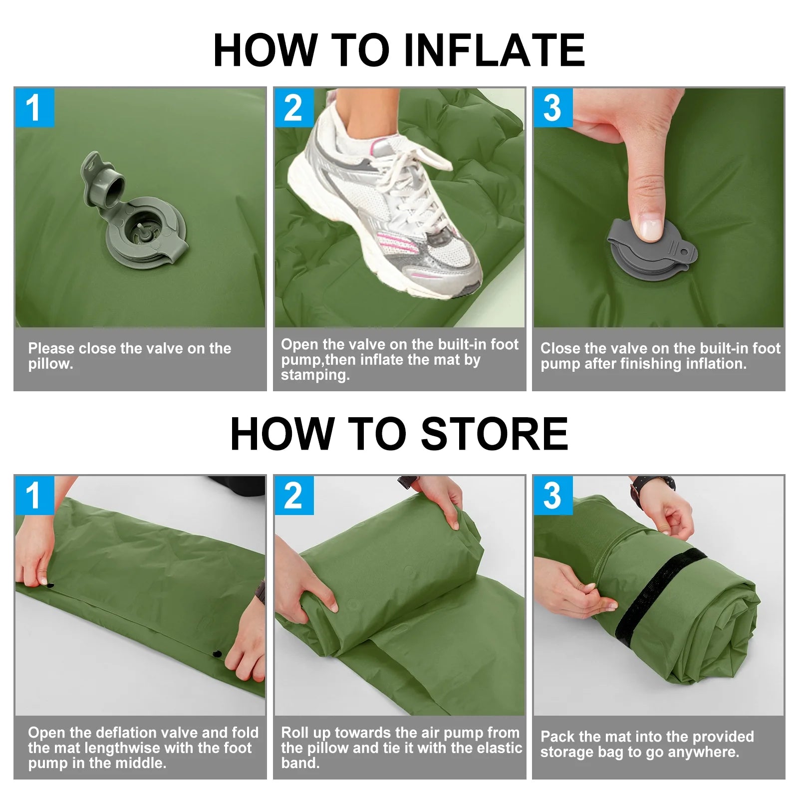Ultralight Inflatable Camping Sleeping Pad with Pillow and Built in Pump T938387