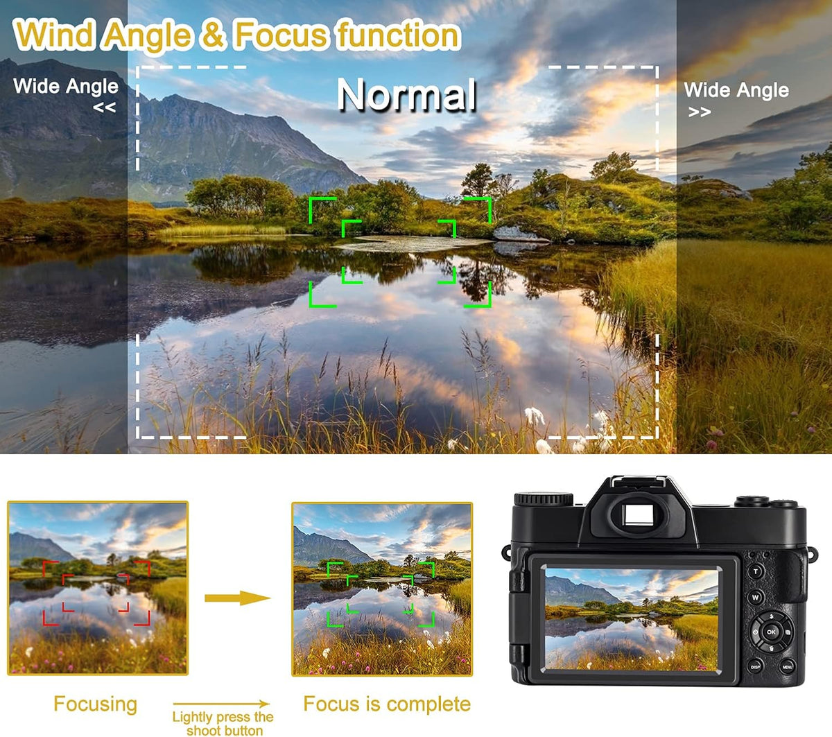 4K 48MP Digital Camera with 3.0 inch 180Deg Flip Screen and 2 Batteries A141553