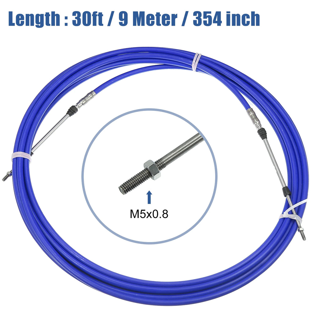 Blue 30ft Marine Throttle Shift Remote Control Cable for Yamaha Outboard Boat L5963