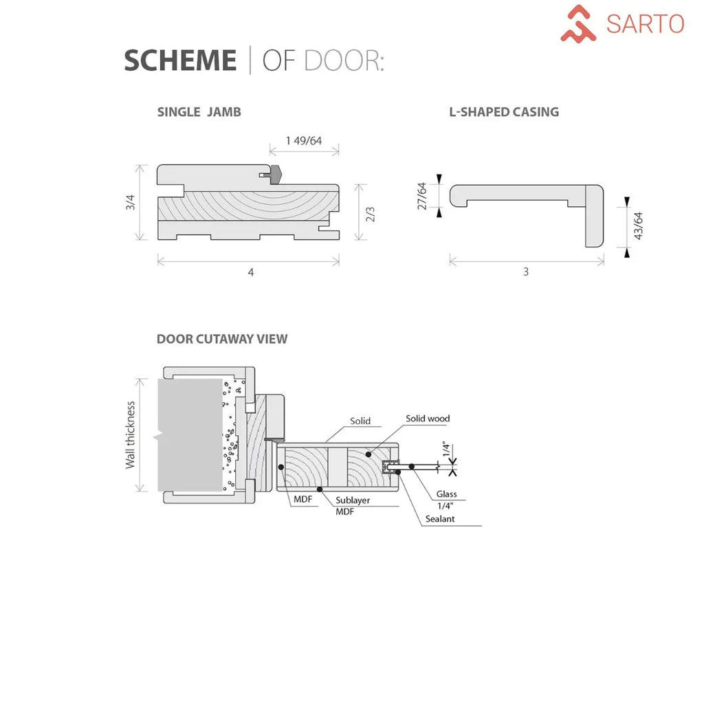 Solid French Double Doors 36 x 80 inches Wood Frosted Glass O411