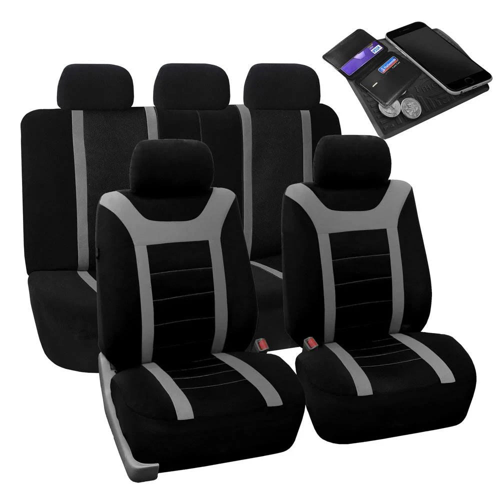 Gray Fabric Full Set Sports Car Seat Covers U3548