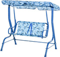 2-Seat Kids Canopy Swing Chair with Shade Awning Seat Belt K459