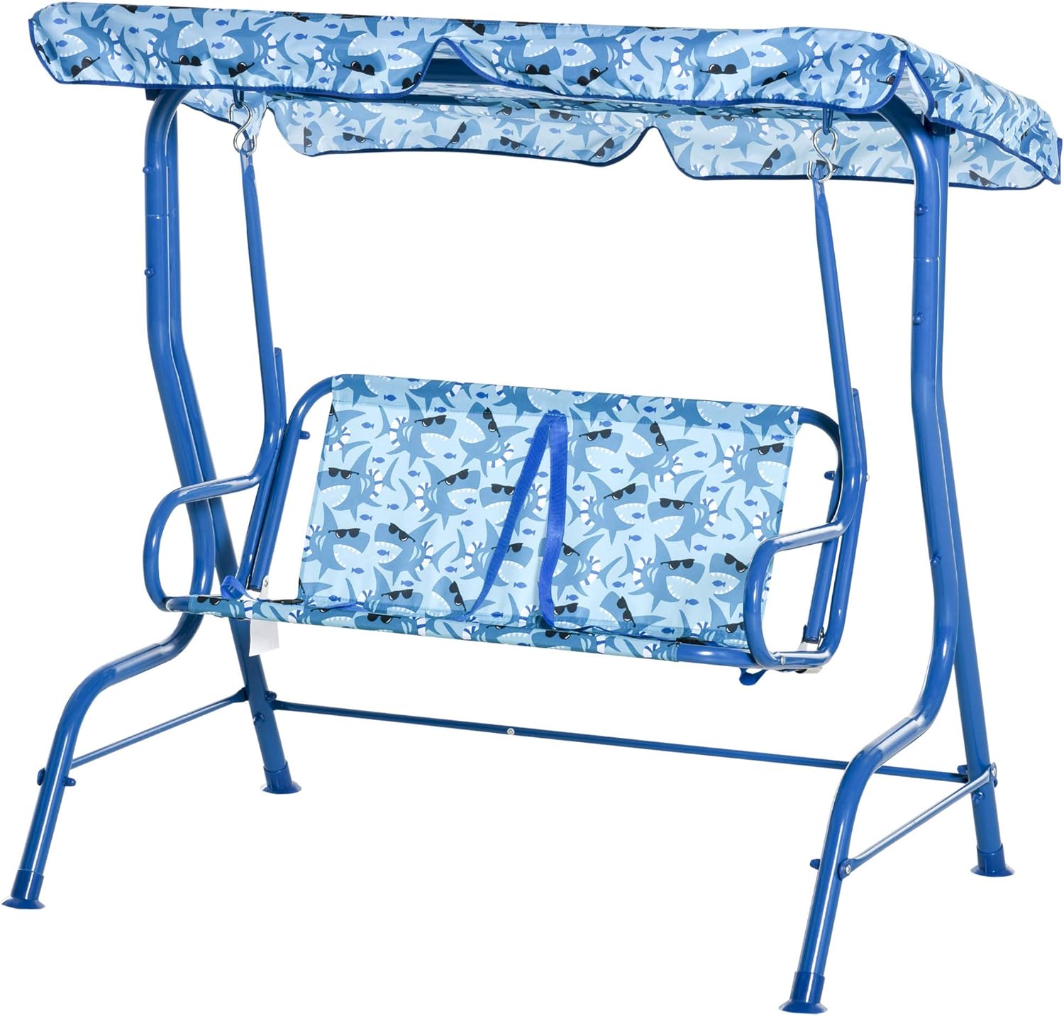 2-Seat Kids Canopy Swing Chair with Shade Awning Seat Belt K459