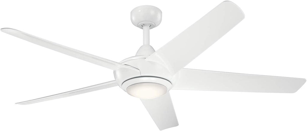 52 inch LED Ceiling Fan in Nickel with Frosted White Polycarbonate Lens L2744