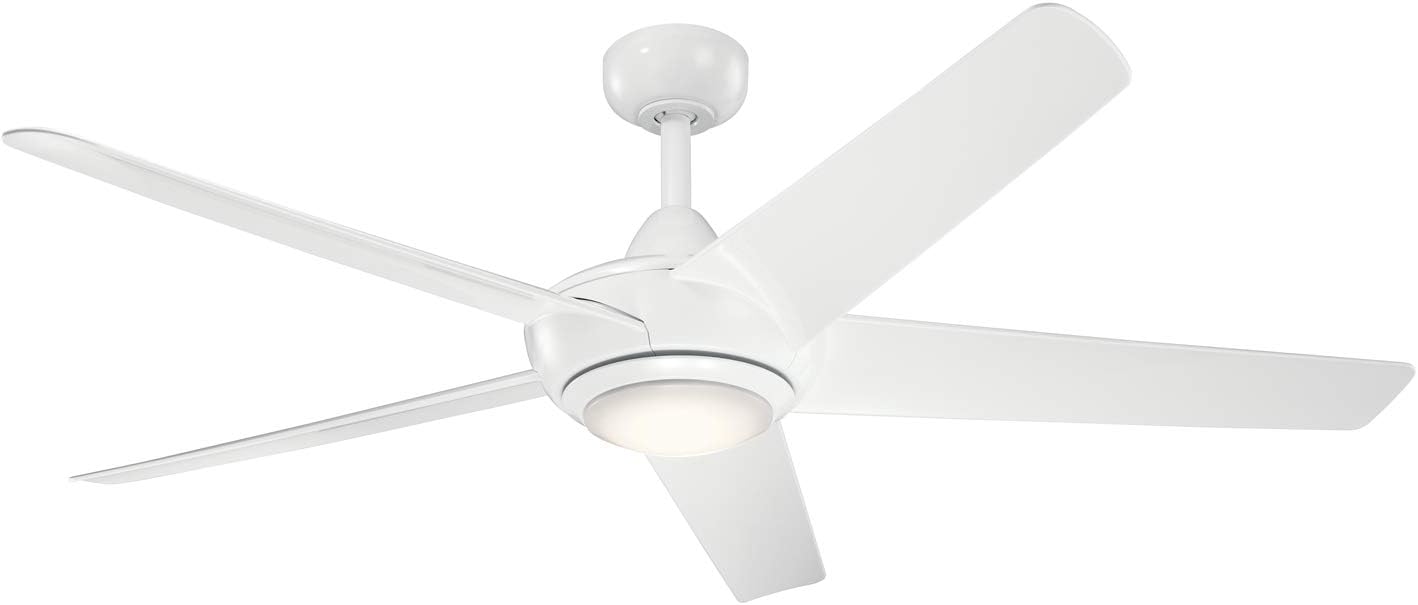 52 inch LED Ceiling Fan in Nickel with Frosted White Polycarbonate Lens L2744