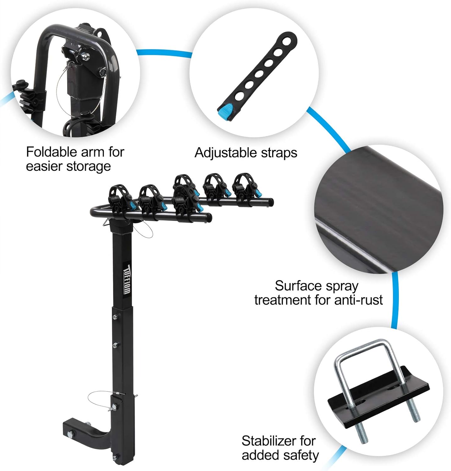 3-Bike Hitch Mount Rack with 2Inch Hitch Receiver, Black C926