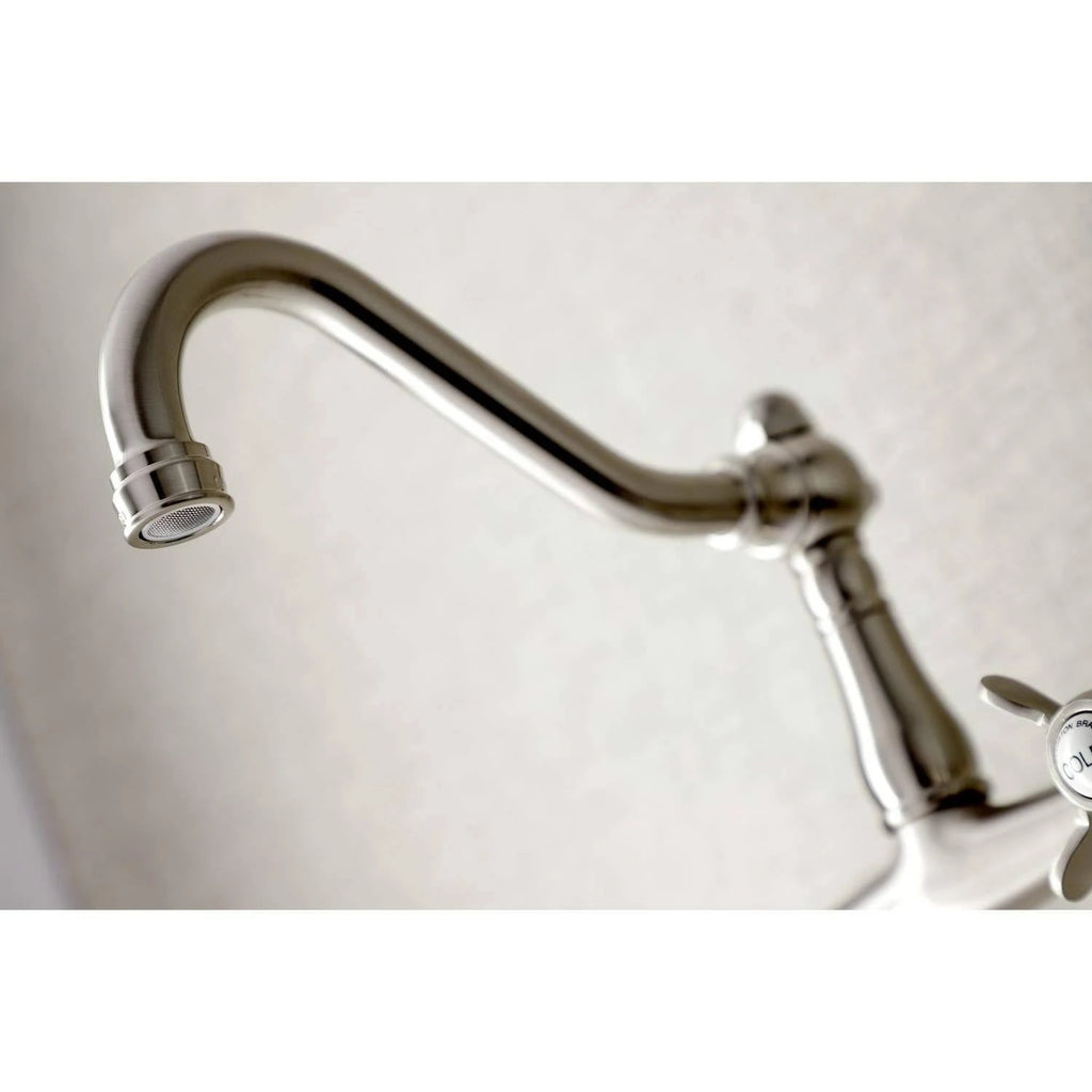 8x22 Center Wall Mount Bathroom Faucet, Brushed Nickel D592