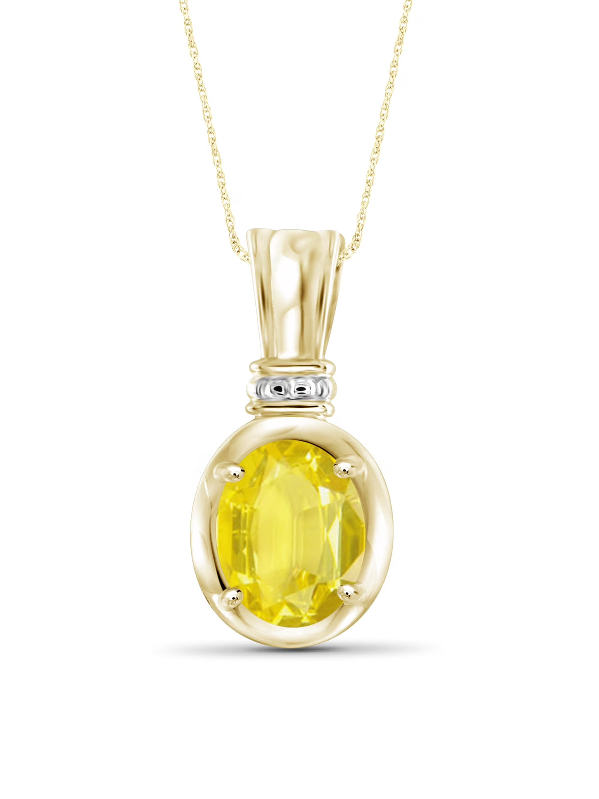 14K Gold Plated Silver Necklace with Genuine 2.00 CTW Yellow Sapphire K75911