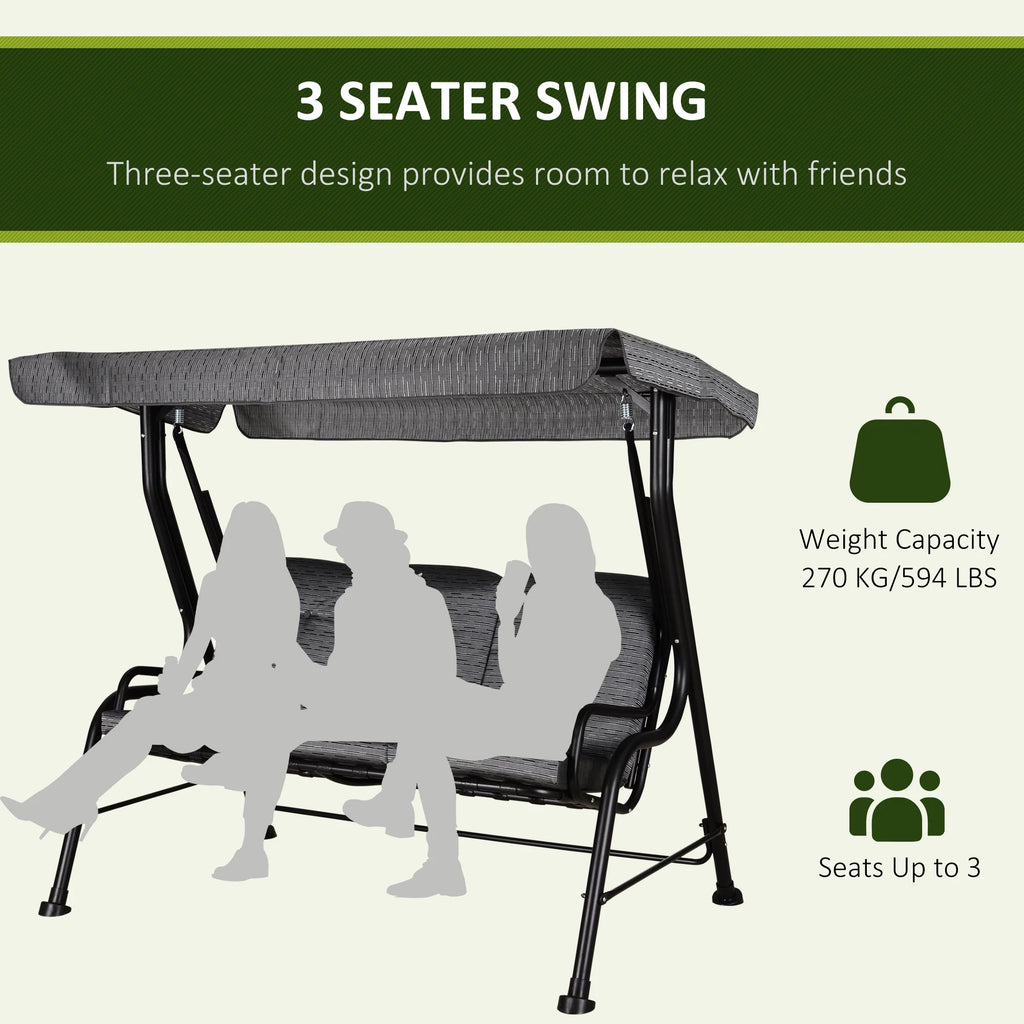 Metal Porch Swing Chair Bench with Adjustable Canopy Y6185