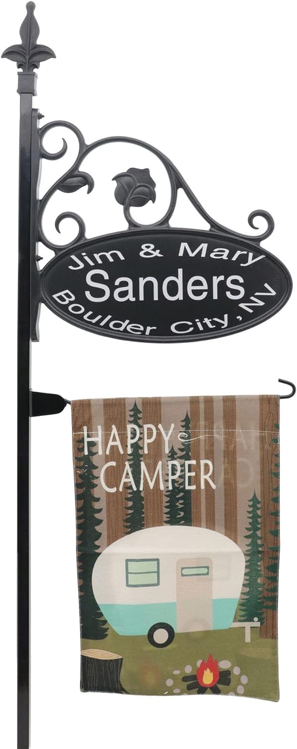 Double Sided Reflective Camping RV Park Sign with Flag U545