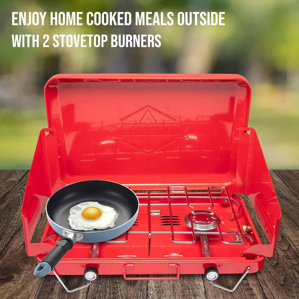 Portable Double Propane Burner Camping Stove with Carrying Handle L6135