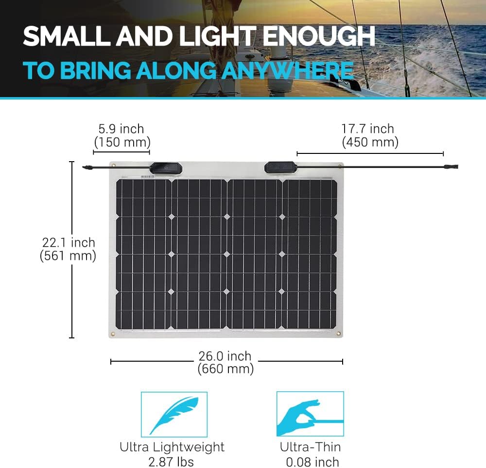 Flexible Solar Panel 50 Watt 12 Volt Monocrystalline Pack of 2 E367