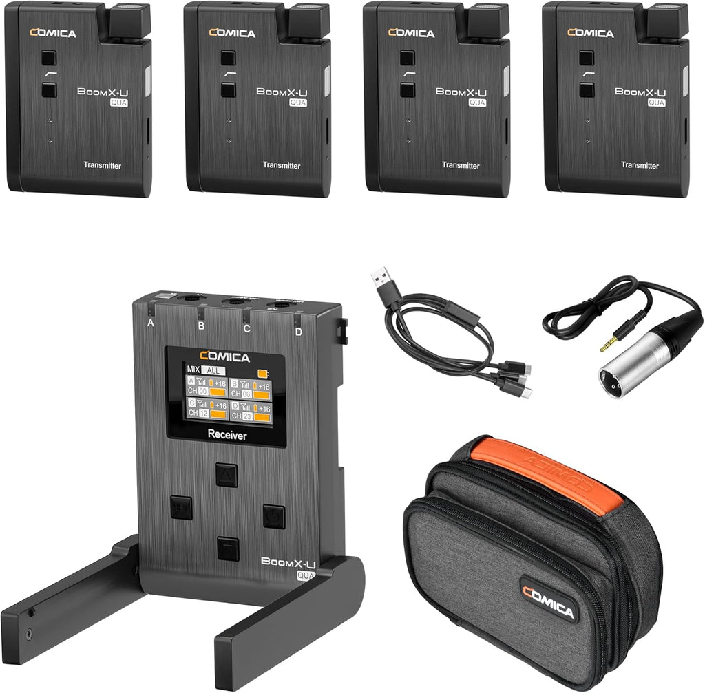 Wireless Lavalier Microphone, 24-Channel UHF, 4 Transmitters and 1 Receiver A92752