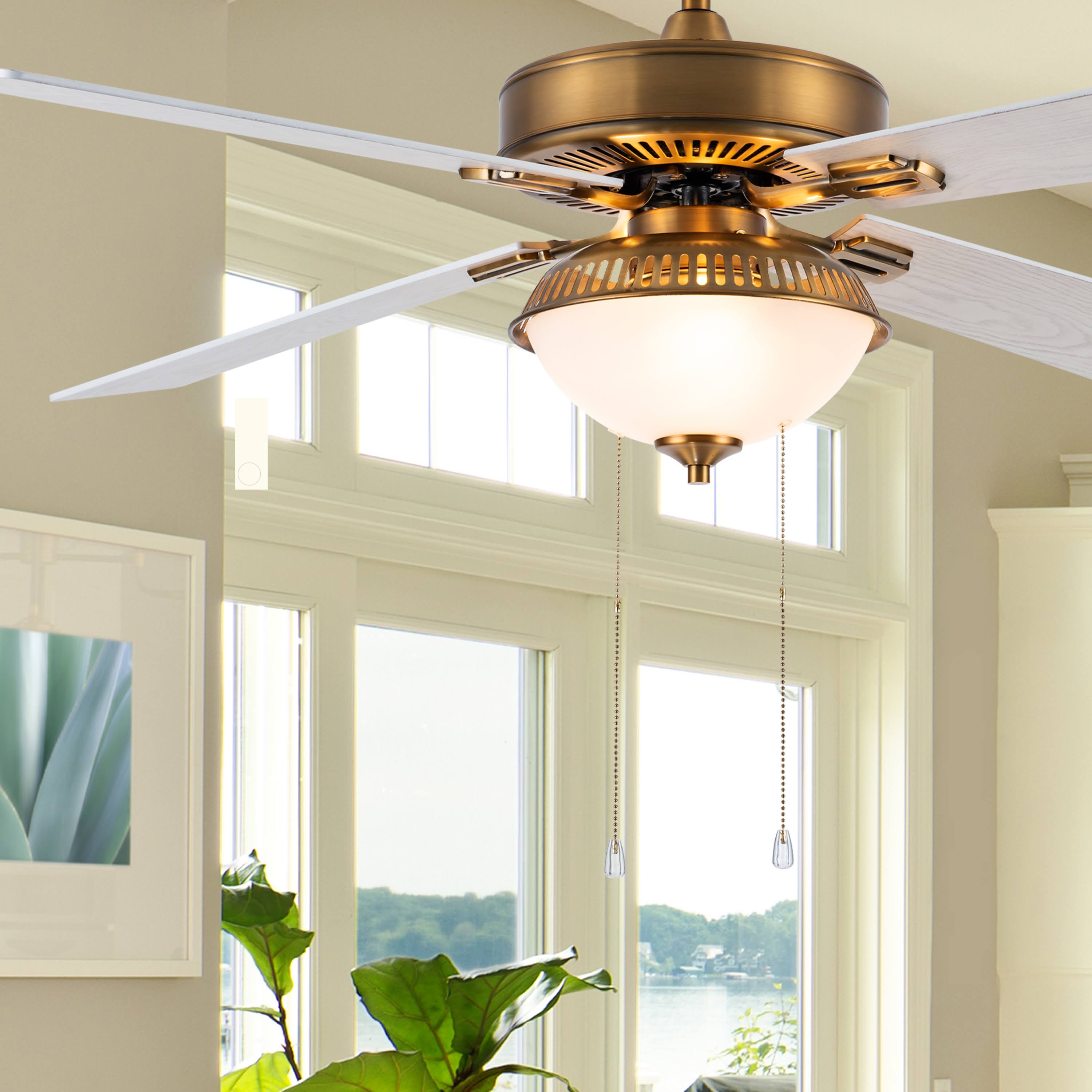 Brass and White LED Ceiling Fan with Light W462