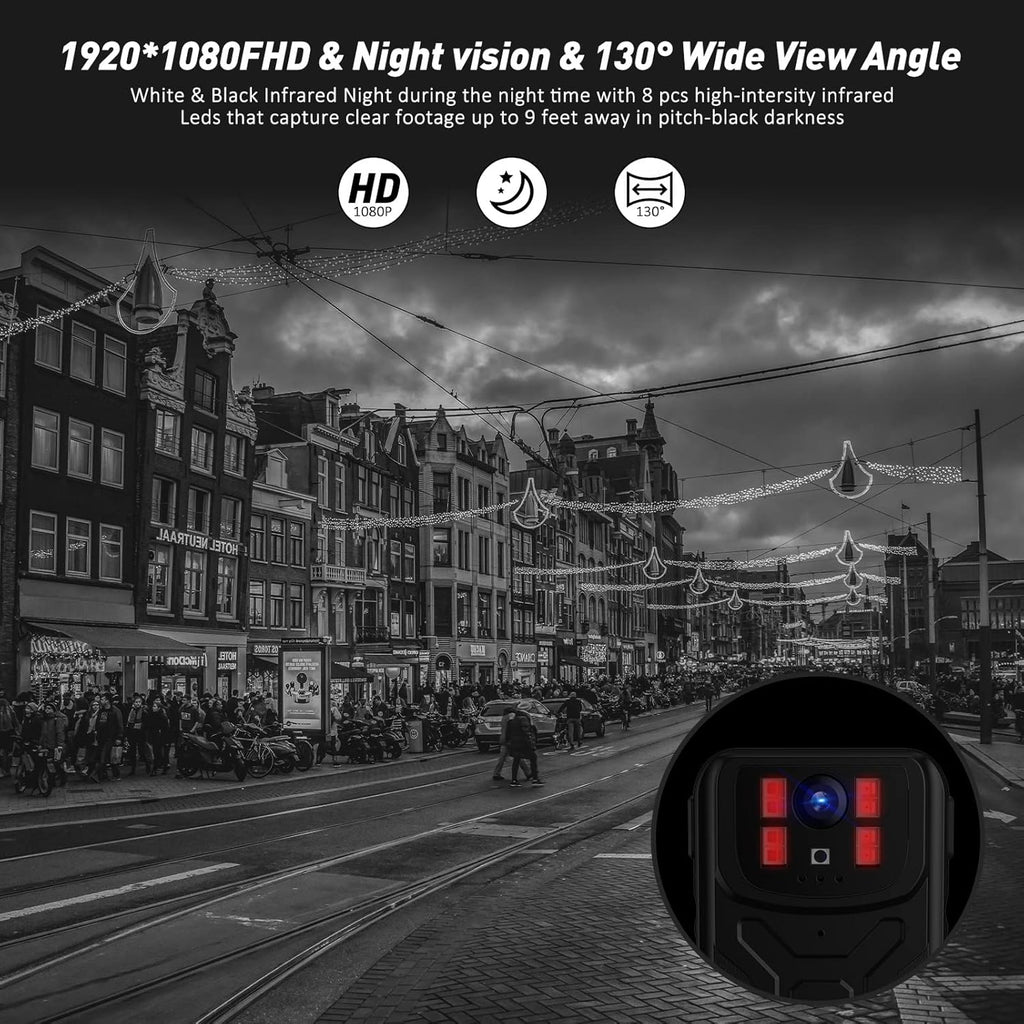 Body Camera with Audio Recording, Night Vision, Waterproof, Pack of 2 B161177