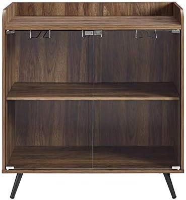 Dark Walnut Glass Door Bar Cabinet V6321