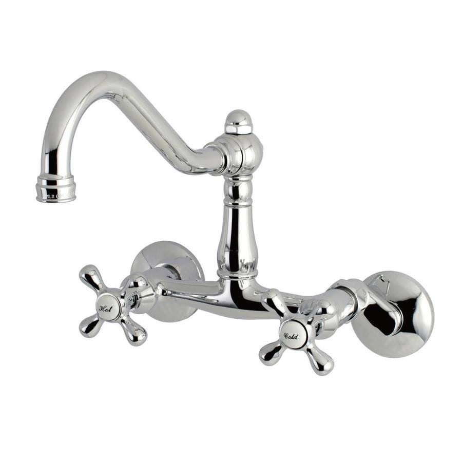Vintage Chrome 2-Handle Wall-Mount High-Arc Kitchen Faucet Y45069