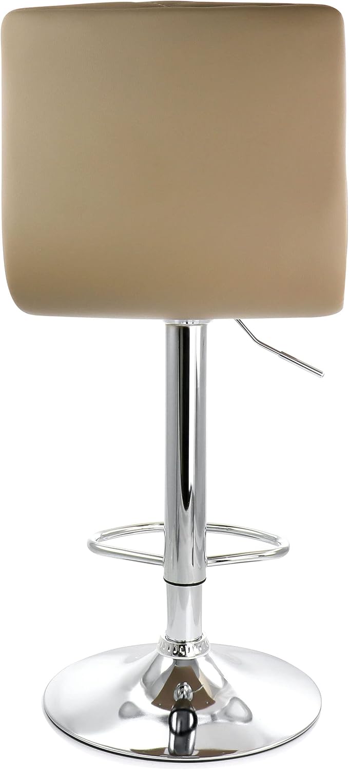2 Piece Adjustable Faux Leather Bar Stool in Camel with Chrome Base E36561