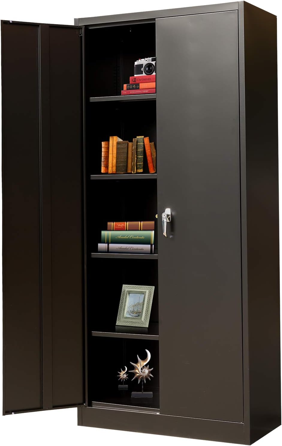 Lockable Steel Storage Cabinet with 2 Doors and 4 Shelves Q83144