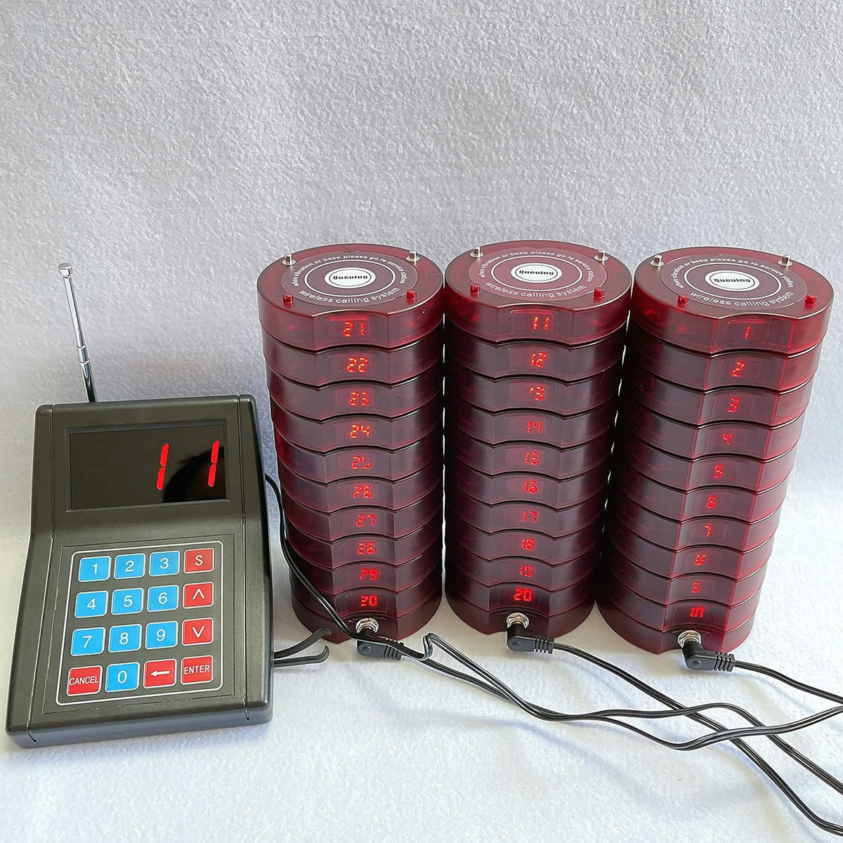 30 Coaster Pagers + 1 Keypad Wireless Calling System A65357